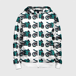 Детская толстовка на молнии Motorbike light blue