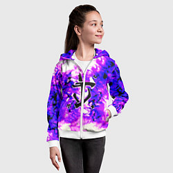 Толстовка на молнии детская Doom неоновый огонь лого, цвет: 3D-белый — фото 2