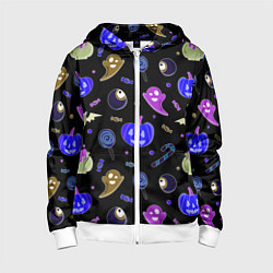 Детская толстовка на молнии Halloween blue black pumpkin
