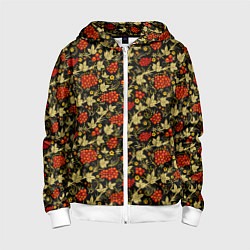 Толстовка на молнии детская Традиционный русский узор, цвет: 3D-белый