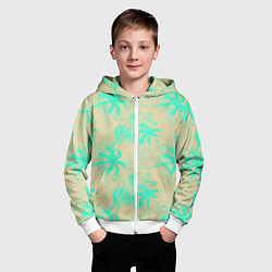 Толстовка на молнии детская Palm light blue, цвет: 3D-белый — фото 2