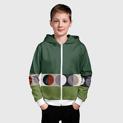 Толстовка на молнии детская Луна Малевича сосновый зеленый, цвет: 3D-белый — фото 2