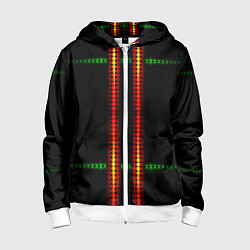 Детская толстовка на молнии Neon black green circles