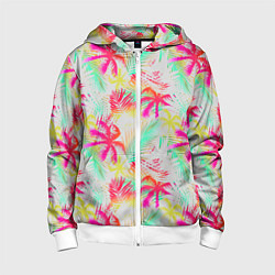 Детская толстовка на молнии Palm yellow pink