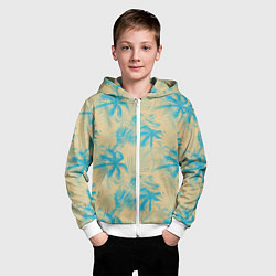 Толстовка на молнии детская Palm light blue beige, цвет: 3D-белый — фото 2