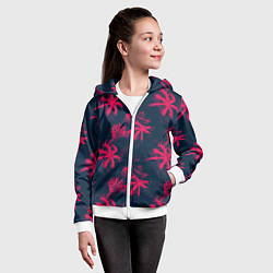 Толстовка на молнии детская Palm pink black, цвет: 3D-белый — фото 2