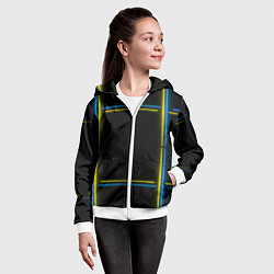 Толстовка на молнии детская Neon yellow blue, цвет: 3D-белый — фото 2