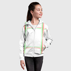 Толстовка на молнии детская Neon light green red, цвет: 3D-белый — фото 2