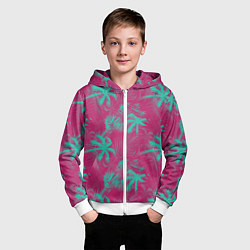 Толстовка на молнии детская Palm pink light blue, цвет: 3D-белый — фото 2