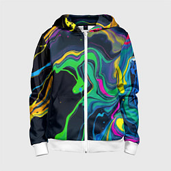 Детская толстовка на молнии Разводы и переливы разноцветной краски