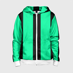 Детская толстовка на молнии Color turquoise black line