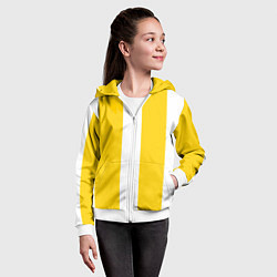 Толстовка на молнии детская Color yellow white line, цвет: 3D-белый — фото 2