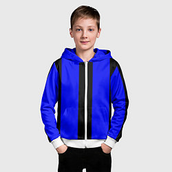 Толстовка на молнии детская Color blue black stripes, цвет: 3D-белый — фото 2
