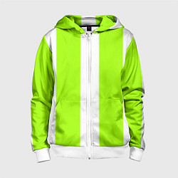 Толстовка на молнии детская Color light green white stripes, цвет: 3D-белый