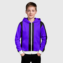 Толстовка на молнии детская Color purple black stripes, цвет: 3D-белый — фото 2