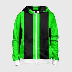 Толстовка на молнии детская Color green black lines, цвет: 3D-белый