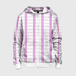 Толстовка на молнии детская Color white cage pink line, цвет: 3D-белый