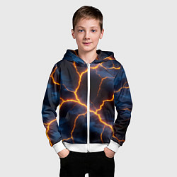 Толстовка на молнии детская Молния на камуфляжной текстуре, цвет: 3D-белый — фото 2