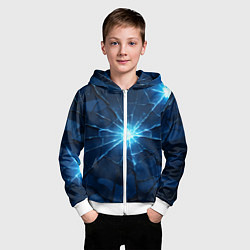 Толстовка на молнии детская Синий камуфляж со вспышками, цвет: 3D-белый — фото 2