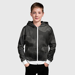 Толстовка на молнии детская Черно-серый камуфляж, цвет: 3D-белый — фото 2