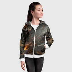 Толстовка на молнии детская Искры метала под камуфляжем, цвет: 3D-белый — фото 2