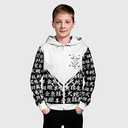 Толстовка на молнии детская Doom японские символы, цвет: 3D-белый — фото 2