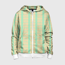 Детская толстовка на молнии Color beige cage blue stripes