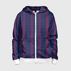 Толстовка на молнии детская Color blue cage pink stripes, цвет: 3D-белый