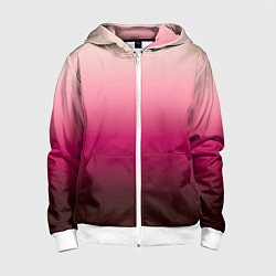 Толстовка на молнии детская Градиент transcendent pink омбре, цвет: 3D-белый