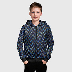 Толстовка на молнии детская Тёмно-синий волнистые полосы, цвет: 3D-черный — фото 2