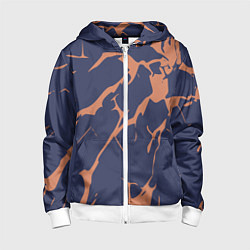 Толстовка на молнии детская Разломы на синем, цвет: 3D-белый