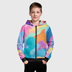 Толстовка на молнии детская Разноцветные красивые облака, цвет: 3D-черный — фото 2