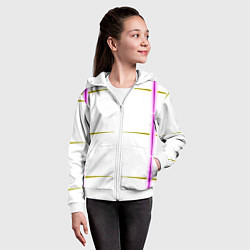 Толстовка на молнии детская Color white pink yellow stripes, цвет: 3D-белый — фото 2