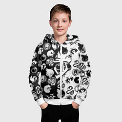 Толстовка на молнии детская Doom anime black pattern, цвет: 3D-белый — фото 2