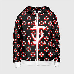 Толстовка на молнии детская Doom x resident evil pattern, цвет: 3D-белый