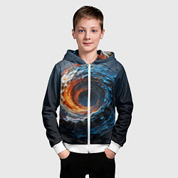 Толстовка на молнии детская Краска синяя и оранжевая в форме вихря, цвет: 3D-белый — фото 2