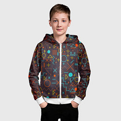 Толстовка на молнии детская Different shapes of geometry, цвет: 3D-белый — фото 2