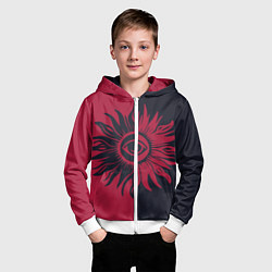 Толстовка на молнии детская Солнце красно-синее, цвет: 3D-белый — фото 2