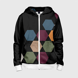 Толстовка на молнии детская Honeycombs autumn colors, цвет: 3D-белый