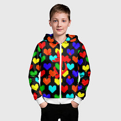 Толстовка на молнии детская Doom love pixel pattern, цвет: 3D-белый — фото 2