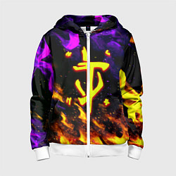 Толстовка на молнии детская Doom огненный стиль, цвет: 3D-белый