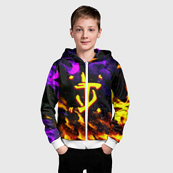 Толстовка на молнии детская Doom огненный стиль, цвет: 3D-белый — фото 2