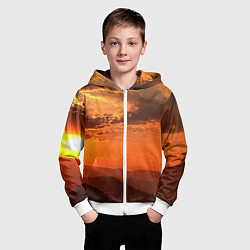 Толстовка на молнии детская Закат на перевале актопрак, цвет: 3D-белый — фото 2