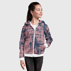 Толстовка на молнии детская Текстура с потертостями сине-розовая, цвет: 3D-белый — фото 2