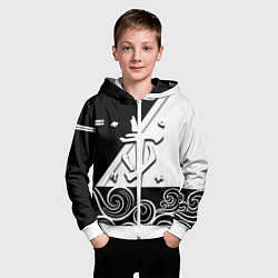Толстовка на молнии детская Doom стильная геометрия, цвет: 3D-белый — фото 2