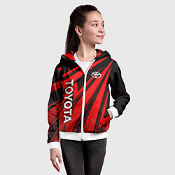 Толстовка на молнии детская Тойота - красные полосы, цвет: 3D-белый — фото 2