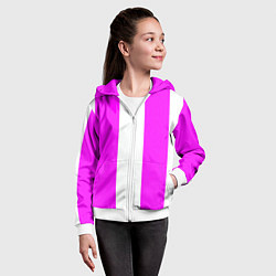 Толстовка на молнии детская Color white and pink, цвет: 3D-белый — фото 2