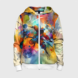 Детская толстовка на молнии Ninja - watercolor impressionism