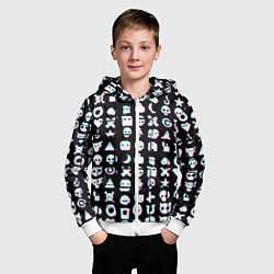 Толстовка на молнии детская Любовь смерть и роботы глитч, цвет: 3D-белый — фото 2