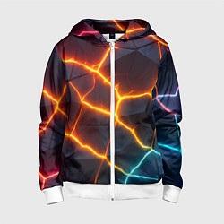 Толстовка на молнии детская Разноцветный неон из плит, цвет: 3D-белый